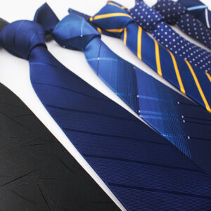 8CM Polyester Jacquard Striped Tie Men's Business Formal Red Black Blue