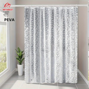 METABEST 3D Pebble Pattern Shower Curtain Liner  Durable PEVA Material With Heavy-Duty Magnets, Ideal For Shower Stalls And Bathtubs - 71x71 Inches  Comes With 12 Hooks
