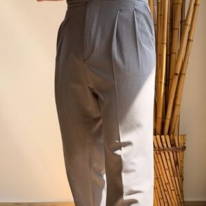 Italian Neapolitan Business Casual High Waisted Straight Leg Trousers