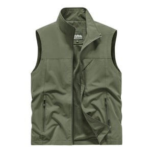 Polyester Casual Stand Collar Multi-pocket Outdoor Photography Fishing Men's Vest Jacket