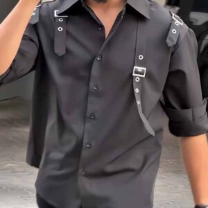 Men's Black Utility - Style Button - Up Shirt