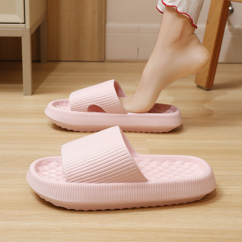 Summer EVA Slippers Solid Color Rhombus Stripe Anti-slip Slippers New Women's Home Shoes - Image 8