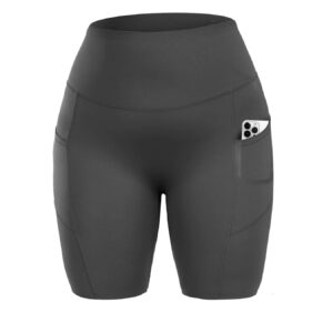 Workout Shorts For Women With Pockets, Tummy Control High Waist Biker Yoga Athletic Belly-Contracting Spandex Yoga Shorts