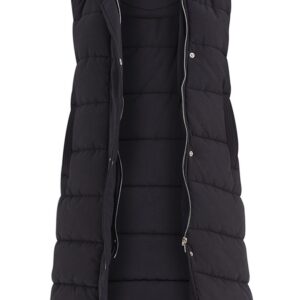 Ladies Girls Long Hooded Puffer Warm Padded Sleeveless Gilet Bodywarmer Zipper