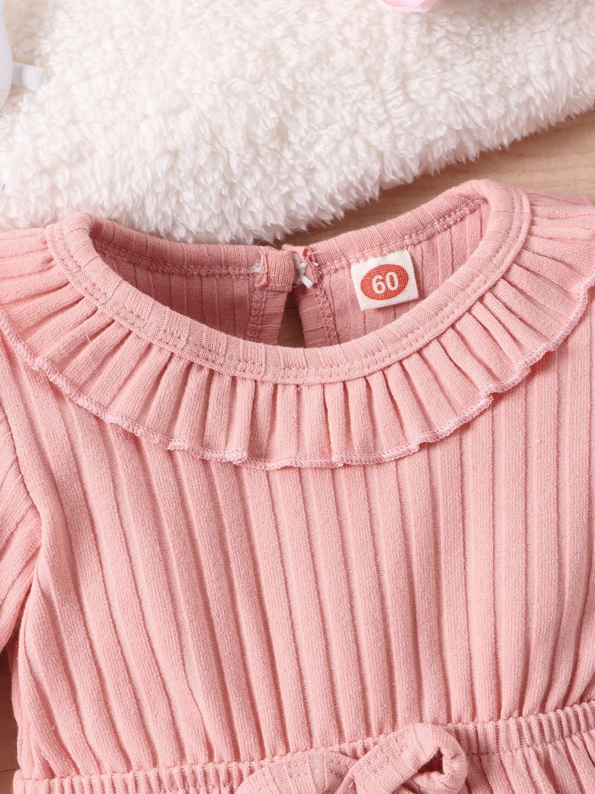 New Children's Clothing Baby Long Sleeve Sunken Stripe Romper Headscarf Female Baby Autumn And Winter Jumpsuit - Image 6