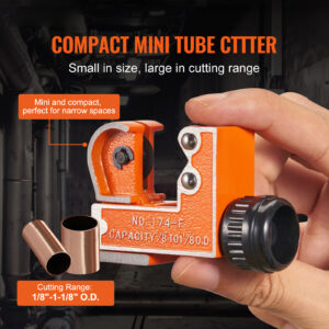VEVOR Mini Tubing Cutter, Mini Copper Pipe Cutter, Heavy Duty Compact Tube Cutter Tool With High-Speed SKD Blade For Copper, Aluminum, Galvanized, Plastic Pipes