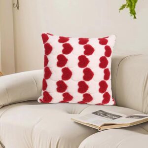 Heart Cute Decorative Valentines Throw Pillow Covers 18x18 Inch, Soft Square Cushion Case,Home Decor For Living Room Couch Bed Sofa, Set Of 2 Pack