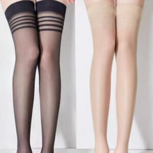 Two Long Stockings Women's Summer Thin Black Flesh-colored Anti-hook Silk Over The Knee Socks Non-slip High Socks