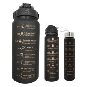 Trio Motivational Glass Triple Bottle Gym 3 Pieces