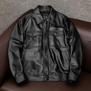 Lapel Short Leather Pattern Leather Jacket With Cotton Plus Size