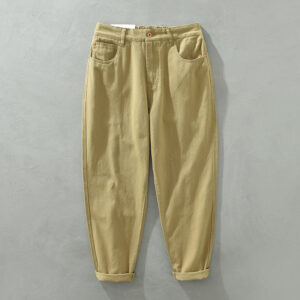 Casual Straight Trousers Trendy Retro Elastic Waist Men's Pants Loose Cargo Style Pants