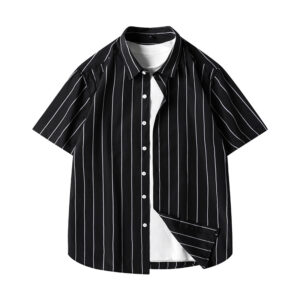 Men's Short-sleeved Shirt Business Striped Casual Shirt