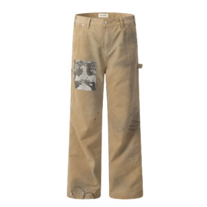 Vintage Street Tide Paint Splash Straight-leg Trousers