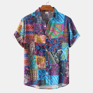 Summer New Plus Size Men's Casual Fashion Digital Printing Short Sleeve Shirt