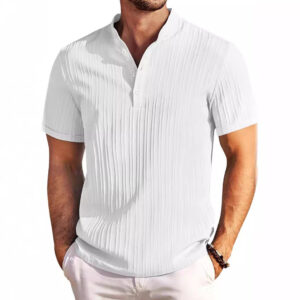 New Men's Retro Cotton And Linen Stripes Loose Shirt