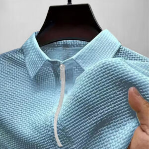 High-end Mesh Ice Silk T-shirt Half Zipper