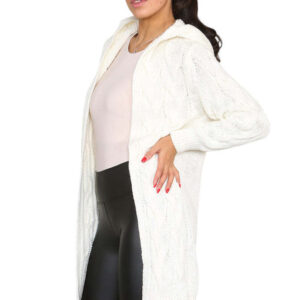 Knitted Cables Hooded Long Over Sized Cardigan