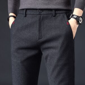 Style Autumn Brushed Casual Straight Business Middle-aged Father Men's All-matching Slim-fitting Long Pants