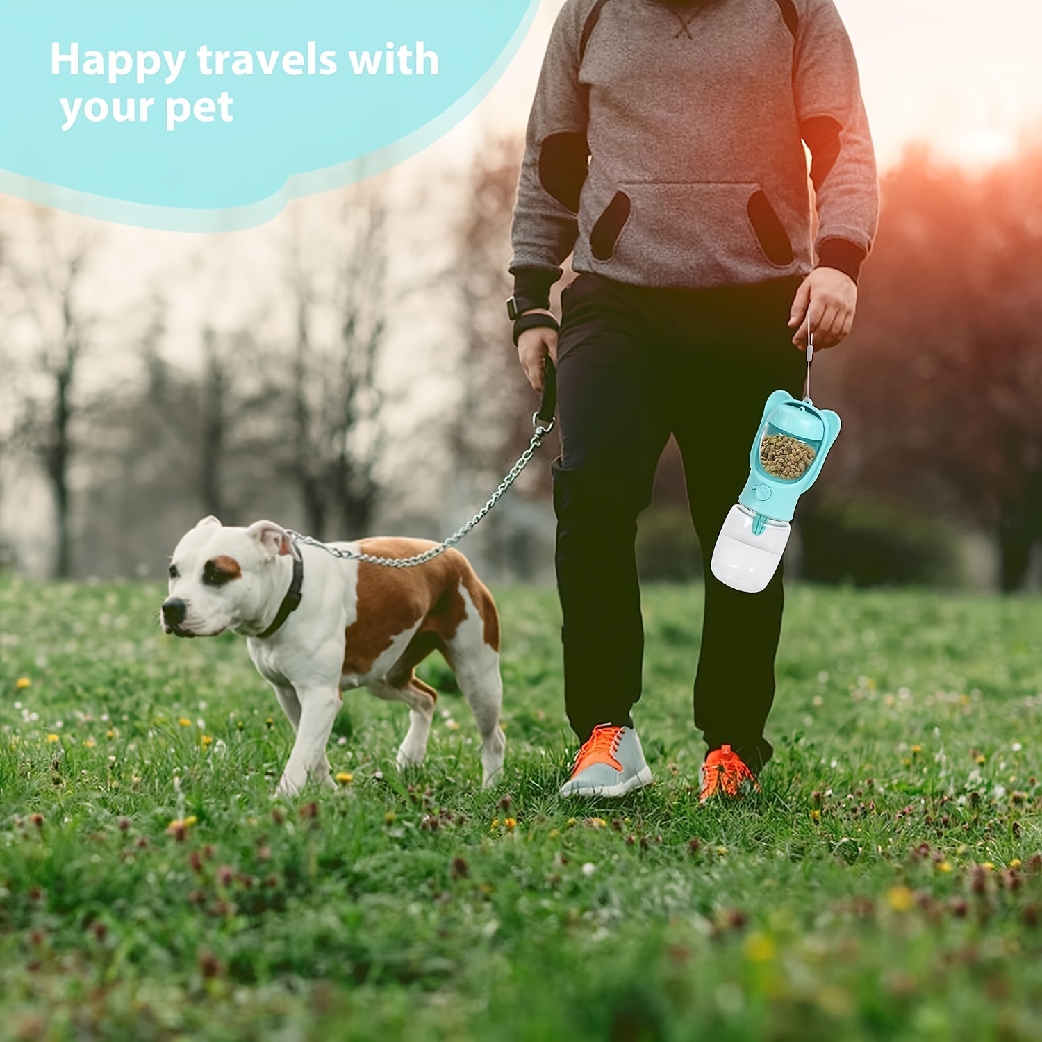 2 In 1 Dog Water Bottle, Leak Proof Portable Pet Water Bottle With Food Container, Outdoor Portable Water Dispenser For Dog, Puppy Supply For Walking, Hiking, Camping, Travel - Image 2