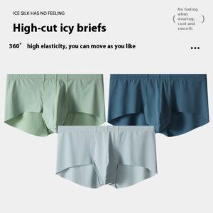 Men's Mid-rise Boxers Ice Silk Solid Color Underwear