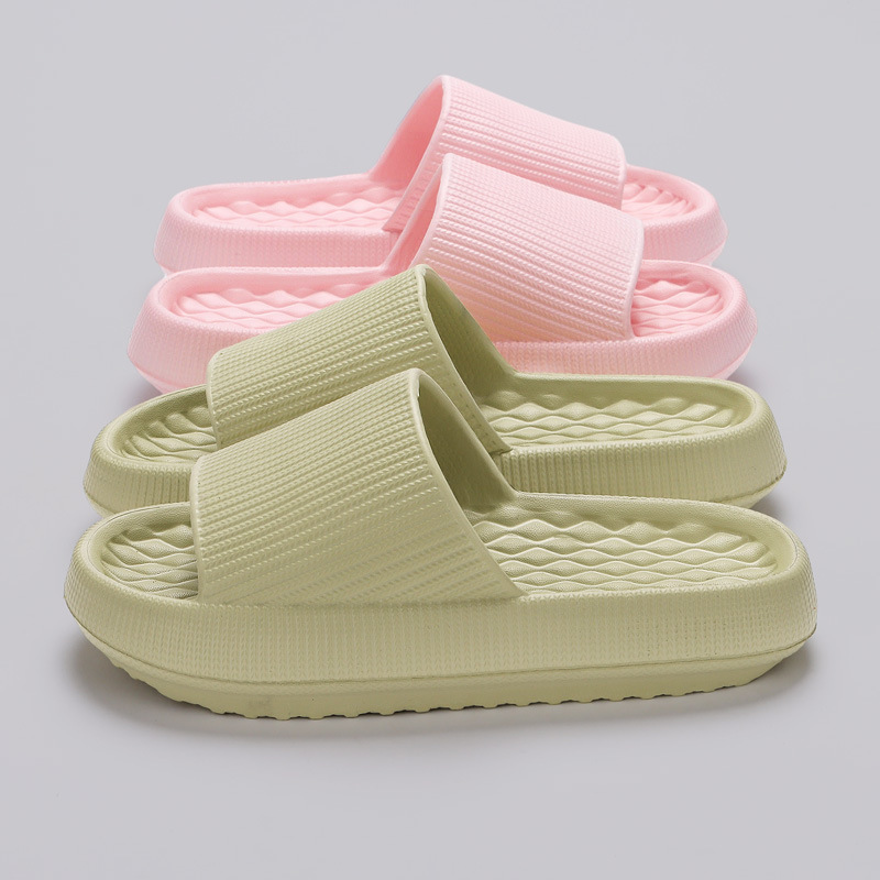 Summer EVA Slippers Solid Color Rhombus Stripe Anti-slip Slippers New Women's Home Shoes - Image 3