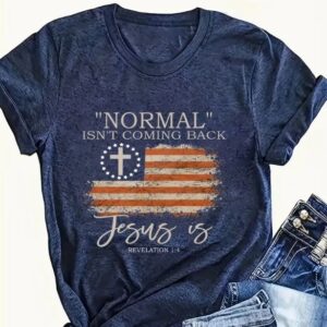 American Flag - Printed Round Neck Vest - Casual And Loose - Daily Wear - Women's Clothing