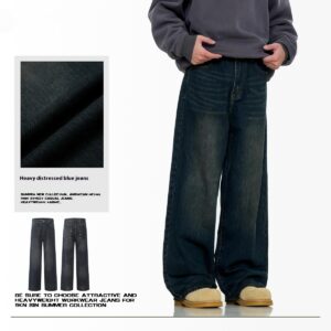 Retro Old Blue Jeans Washed Old Loose New Slimming