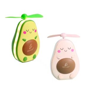 Mini Fan With Lamp And Rechargeable Mirror In The Shape Of An Avocado