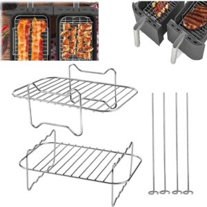 6PCS Air Fryer Rack Stainless Steel Double Basket Grill Kitchenware Accessories