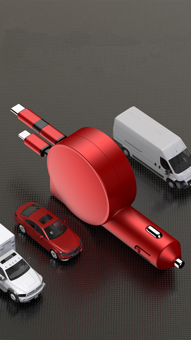 Two Wire Retractable 60 Fast Charging Car Charger - Image 7