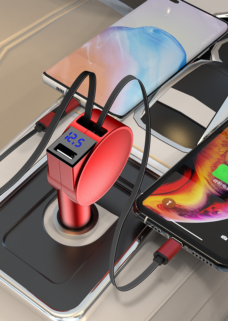 Two Wire Retractable 60 Fast Charging Car Charger - Image 5
