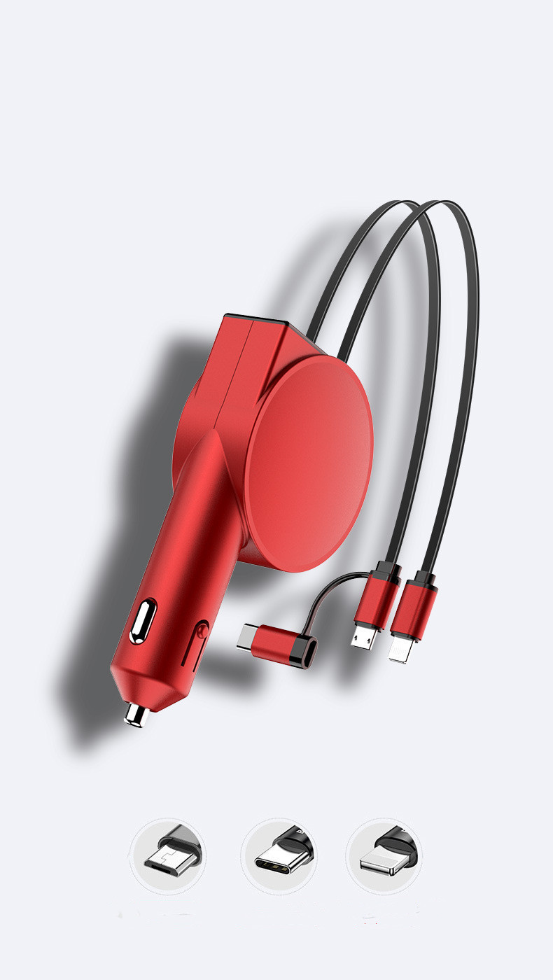 Two Wire Retractable 60 Fast Charging Car Charger - Image 3